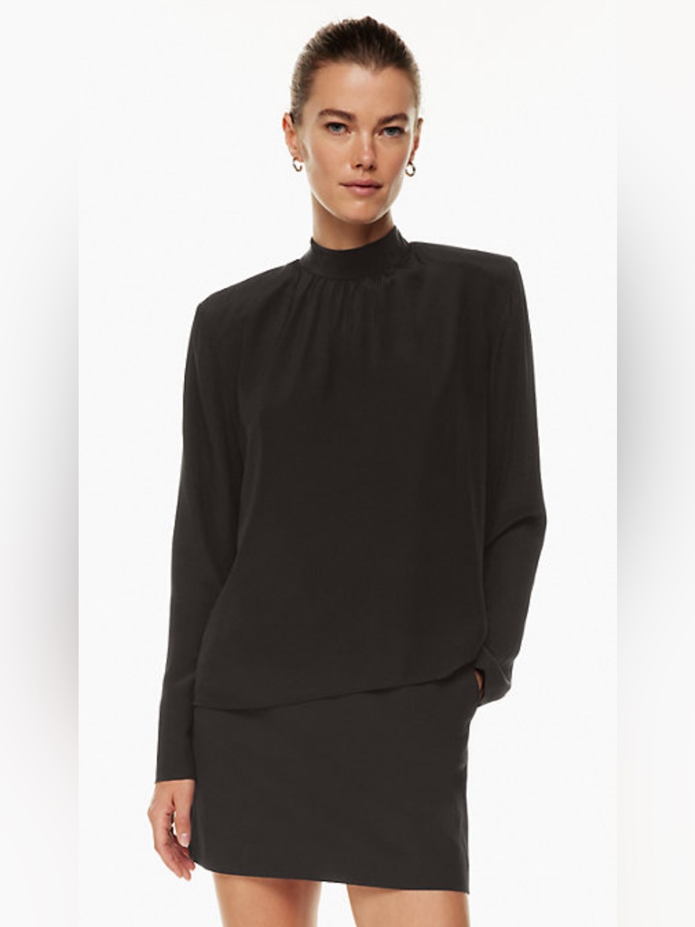 Aritzia Babaton Hollowell 100% Silk Shoulder Pad Blouse